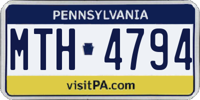 PA license plate MTH4794