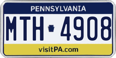 PA license plate MTH4908