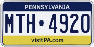 PA license plate MTH4920