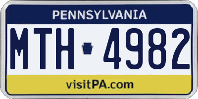 PA license plate MTH4982