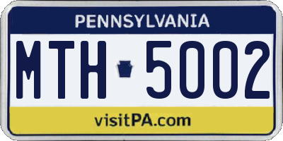 PA license plate MTH5002