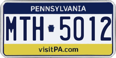 PA license plate MTH5012
