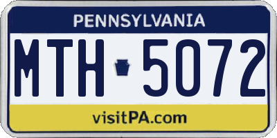PA license plate MTH5072