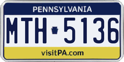 PA license plate MTH5136