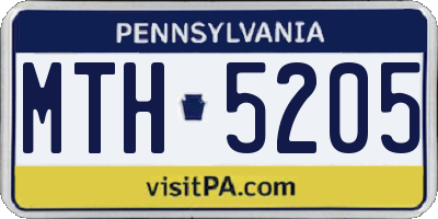 PA license plate MTH5205