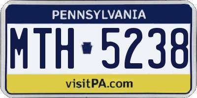 PA license plate MTH5238