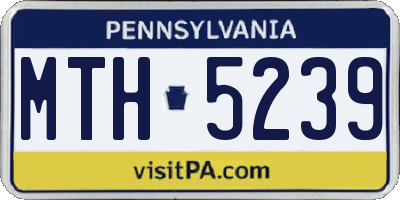 PA license plate MTH5239