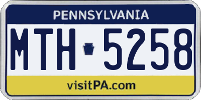 PA license plate MTH5258