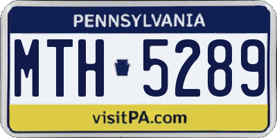 PA license plate MTH5289