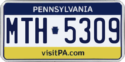 PA license plate MTH5309