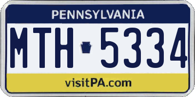 PA license plate MTH5334