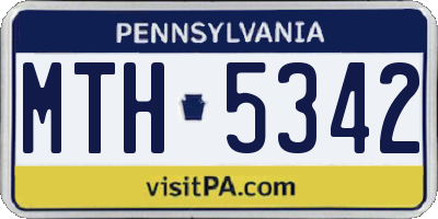 PA license plate MTH5342