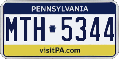 PA license plate MTH5344