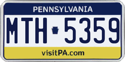 PA license plate MTH5359