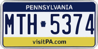 PA license plate MTH5374