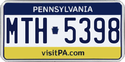 PA license plate MTH5398