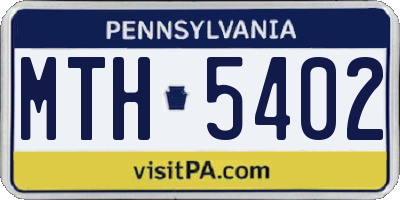 PA license plate MTH5402