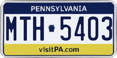 PA license plate MTH5403