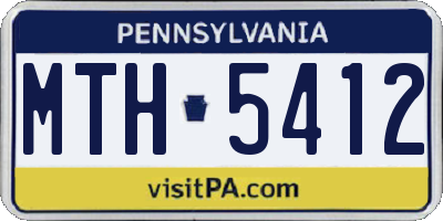 PA license plate MTH5412
