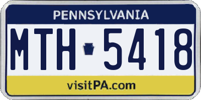 PA license plate MTH5418