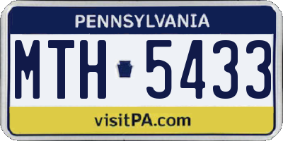 PA license plate MTH5433