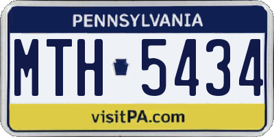PA license plate MTH5434