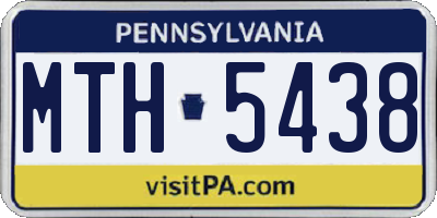 PA license plate MTH5438