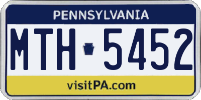 PA license plate MTH5452