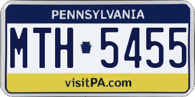 PA license plate MTH5455