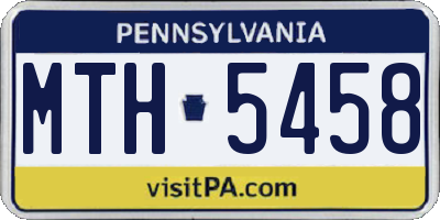 PA license plate MTH5458
