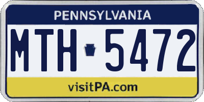 PA license plate MTH5472