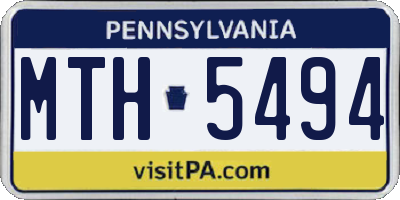 PA license plate MTH5494