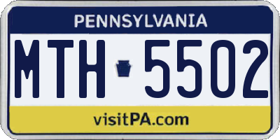 PA license plate MTH5502