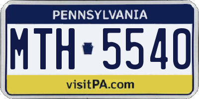 PA license plate MTH5540