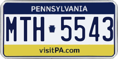 PA license plate MTH5543