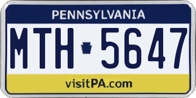 PA license plate MTH5647