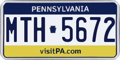 PA license plate MTH5672