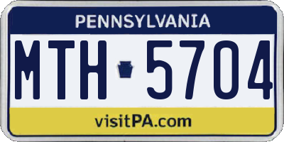 PA license plate MTH5704