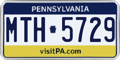 PA license plate MTH5729