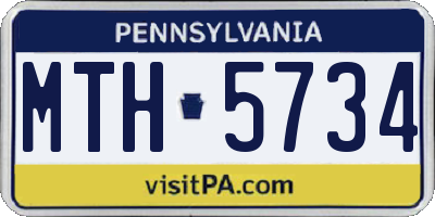 PA license plate MTH5734