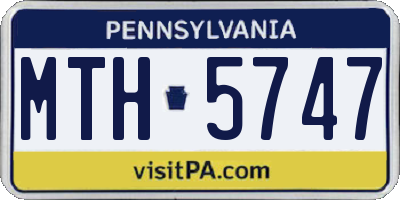 PA license plate MTH5747
