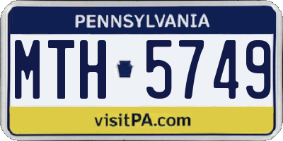 PA license plate MTH5749