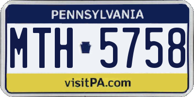 PA license plate MTH5758