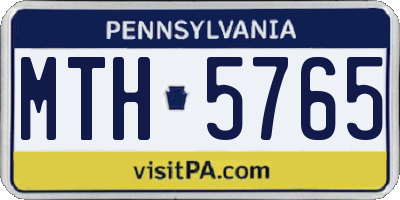 PA license plate MTH5765