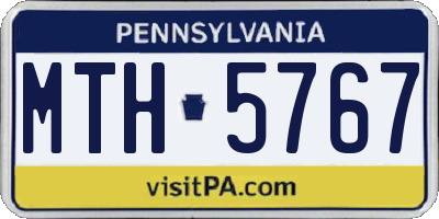 PA license plate MTH5767