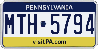 PA license plate MTH5794