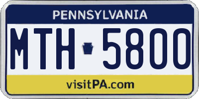 PA license plate MTH5800