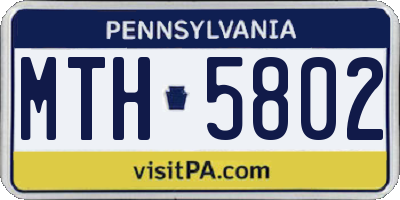 PA license plate MTH5802