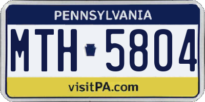 PA license plate MTH5804