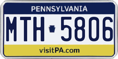 PA license plate MTH5806